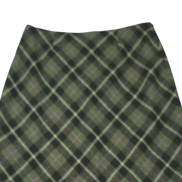 Vintage 90s Y2K Chadwicks Wool Blend A-line Plaid Midi Skirt in Green Size 12P - Picture 7 of 10